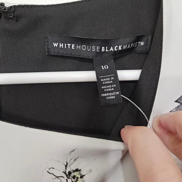 NWT White House Black Market Scuba Dress Size 10 Medium White Floral Sleeveless - Picture 8 of 10